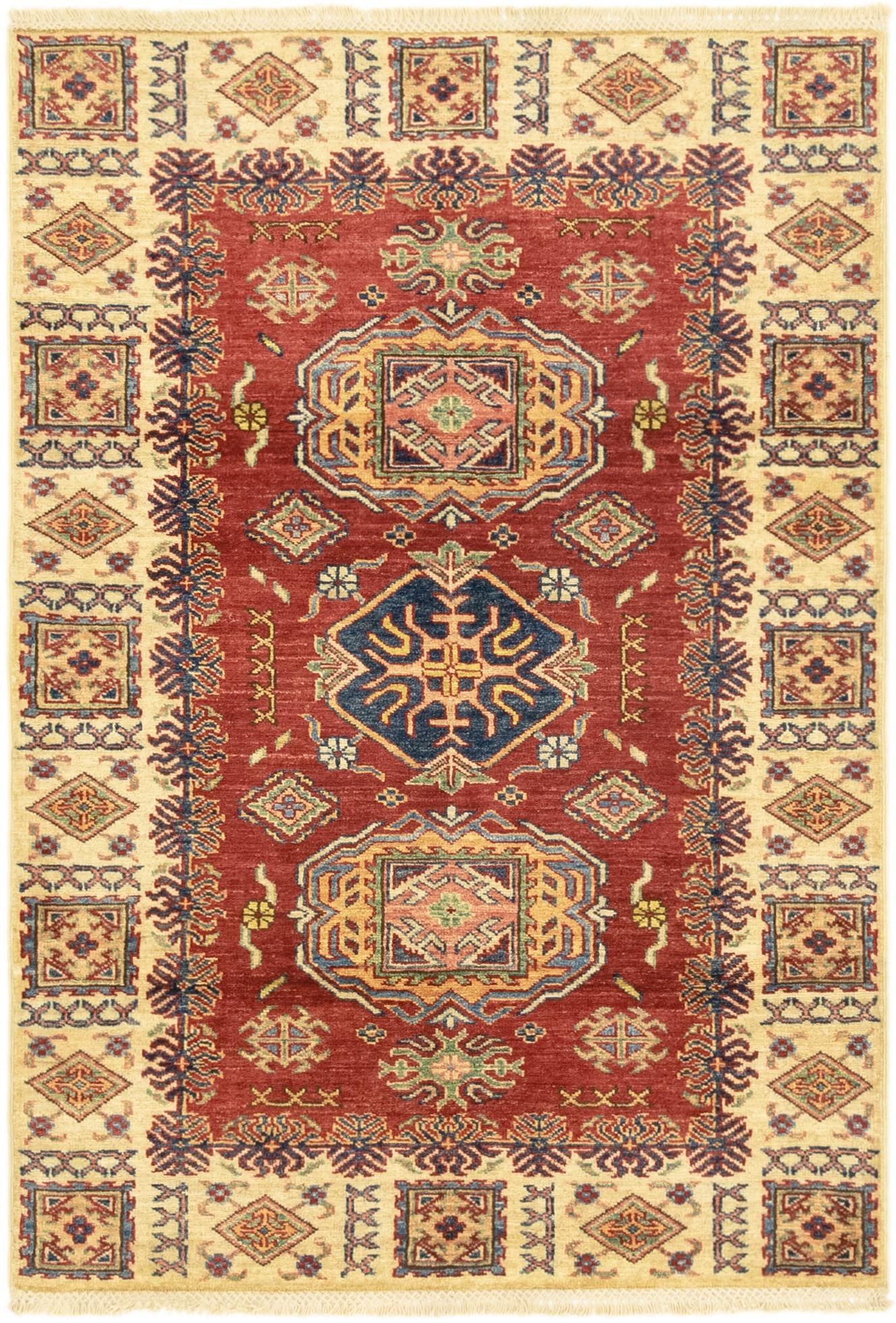3' 4 x 4' 10 Hand Knotted Kazak Oriental Rug