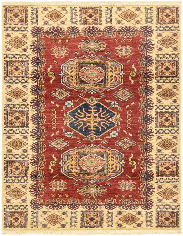 Detail image of 3' 4 x 4' 10 Hand Knotted Kazak Oriental Rug