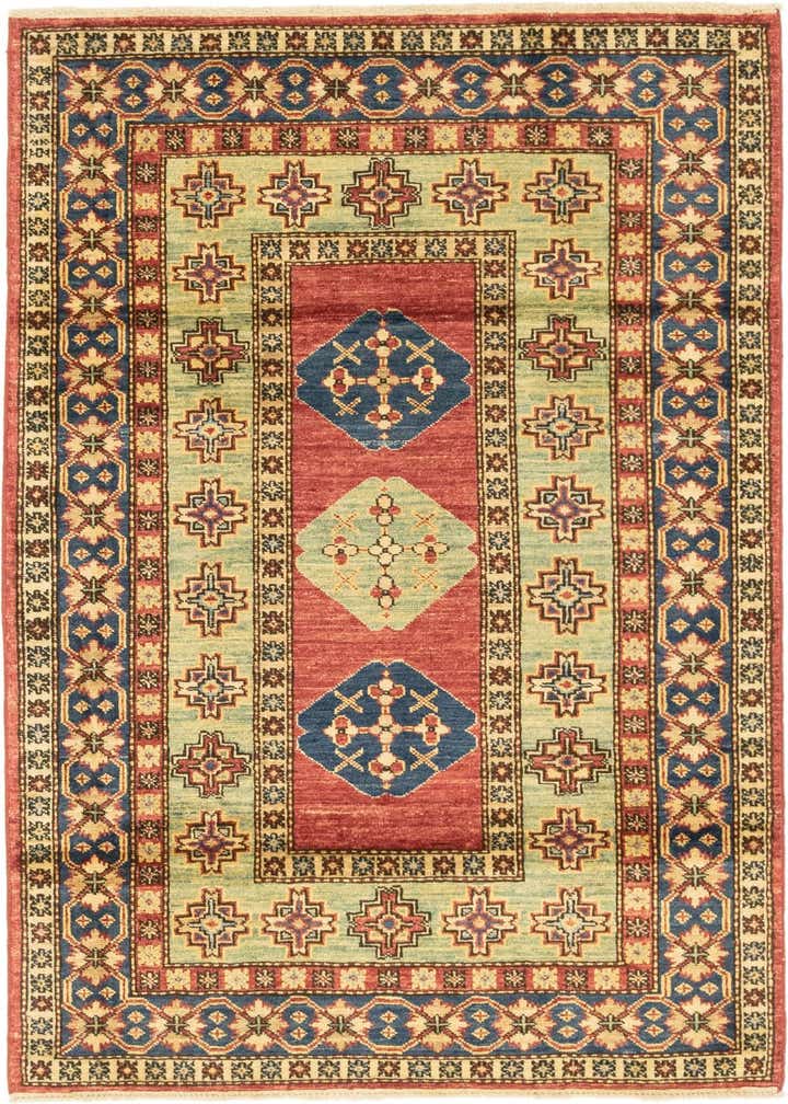 3' 4 x 4' 10 Hand Knotted Kazak Oriental Rug