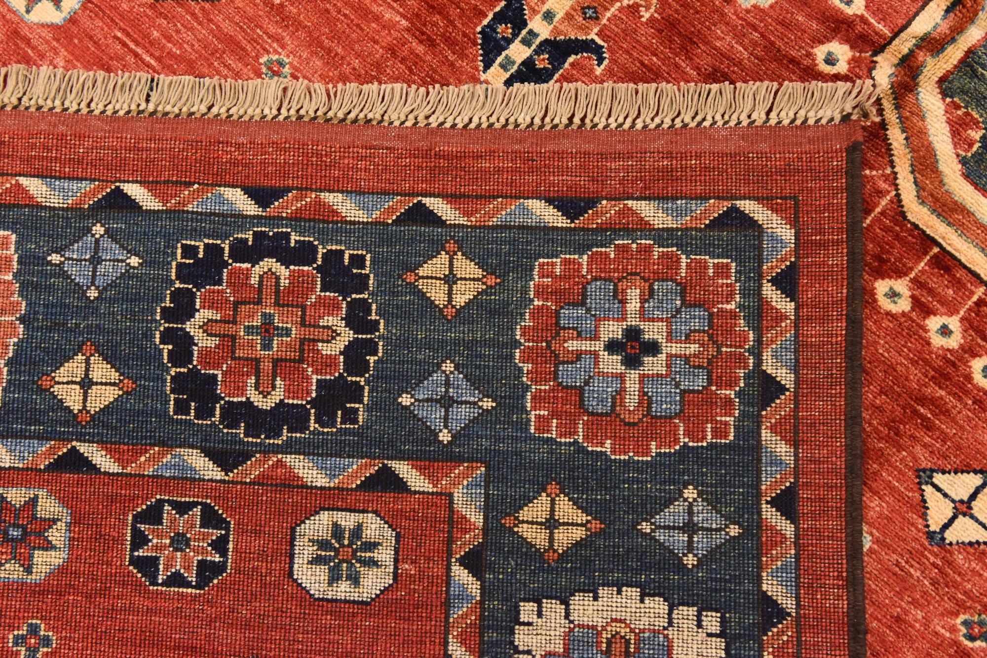 6' 8 x 9' 7 Hand Knotted Kazak Wool Rug
