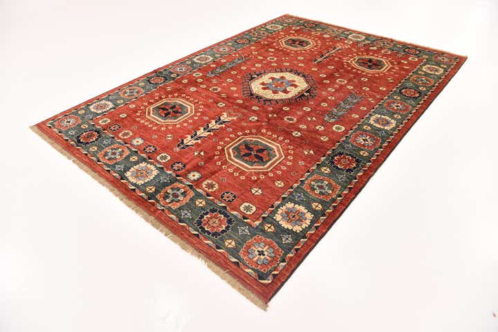 6' 8 x 9' 7 Hand Knotted Kazak Wool Rug