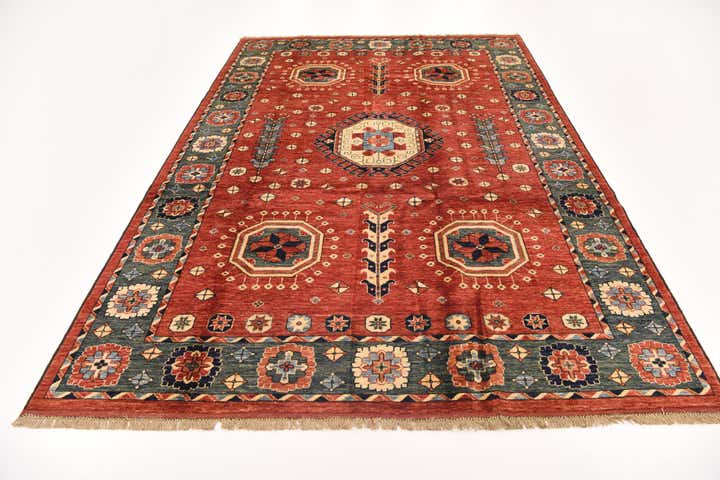 6' 8 x 9' 7 Hand Knotted Kazak Wool Rug