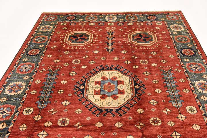 6' 8 x 9' 7 Hand Knotted Kazak Wool Rug