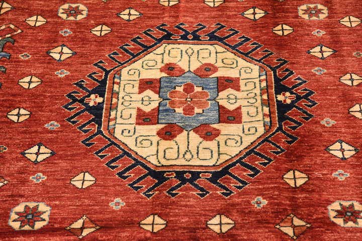6' 8 x 9' 7 Hand Knotted Kazak Wool Rug