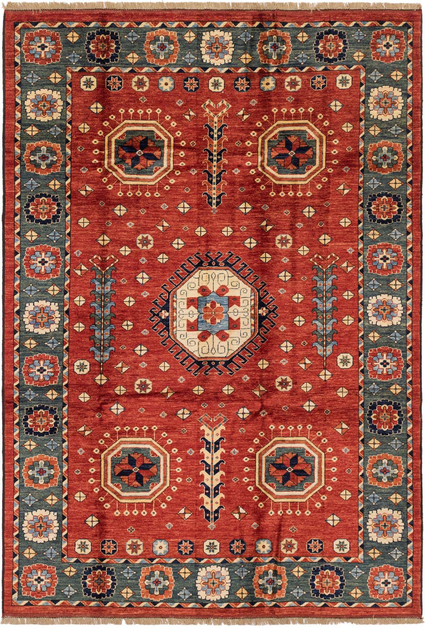 6' 8 x 9' 7 Hand Knotted Kazak Wool Rug