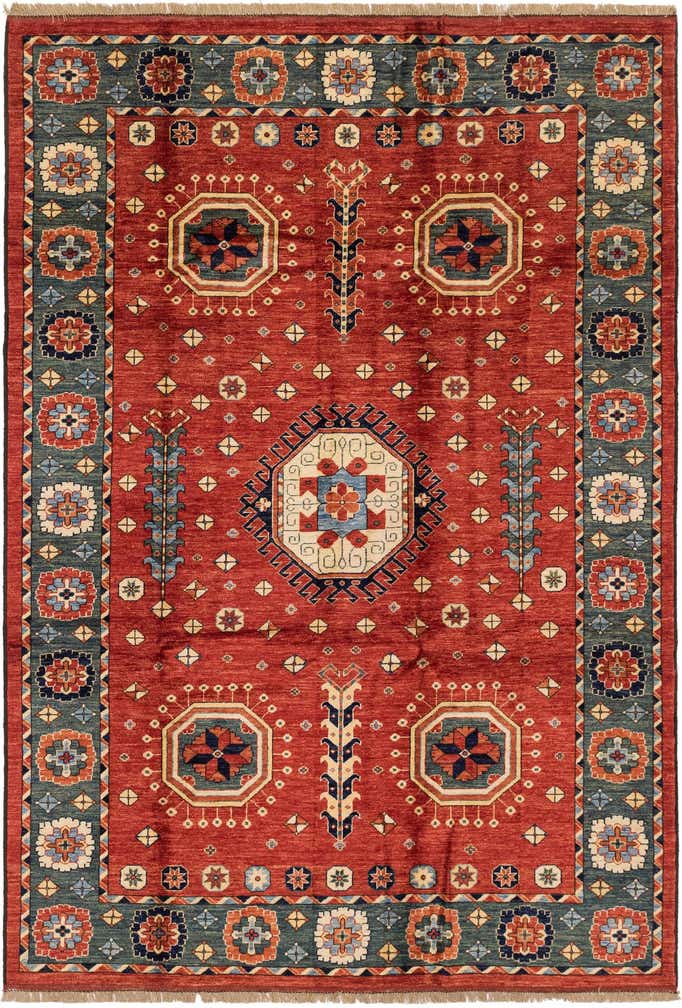 6' 8 x 9' 7 Hand Knotted Kazak Wool Rug