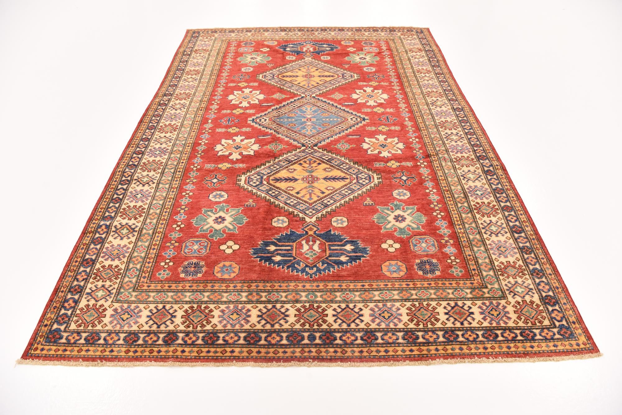 6' 2 x 8' 10 Hand Knotted Kazak Oriental Rug
