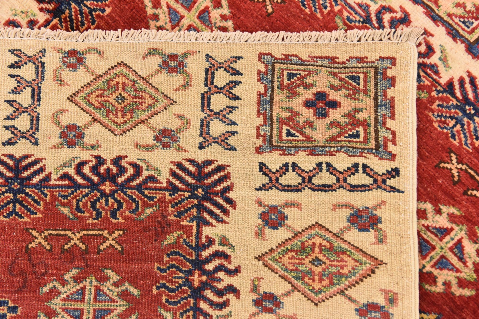 3' 4 x 4' 10 Hand Knotted Kazak Oriental Rug