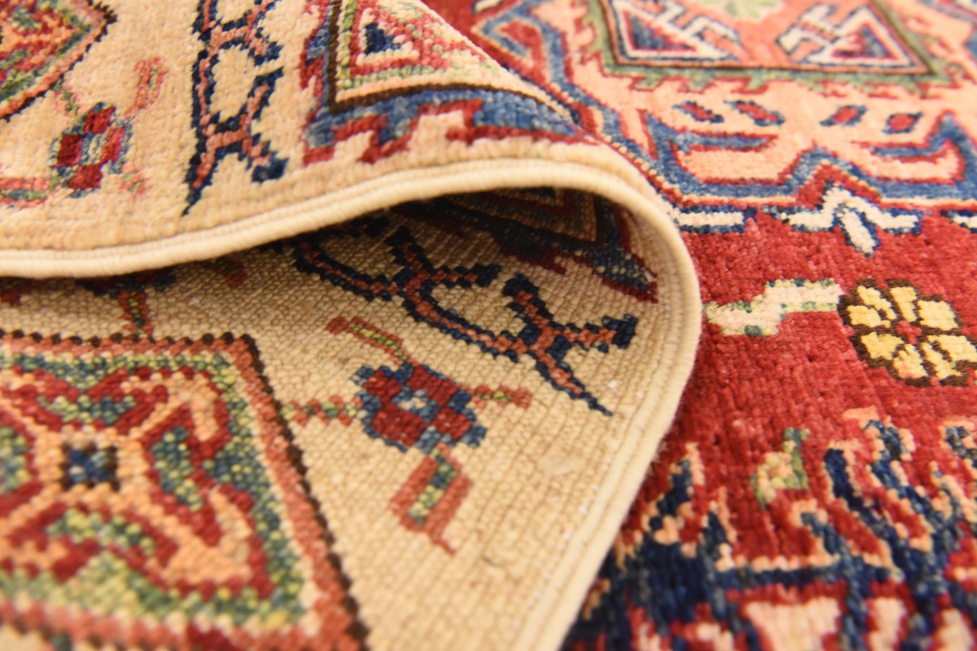 3' 4 x 4' 10 Hand Knotted Kazak Oriental Rug