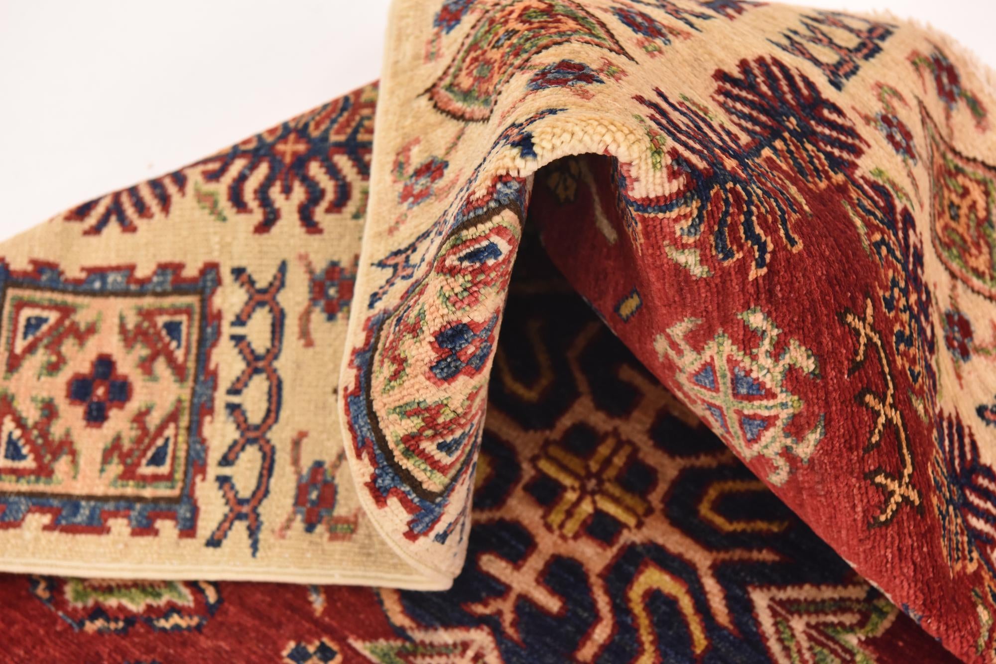 3' 4 x 4' 10 Hand Knotted Kazak Oriental Rug