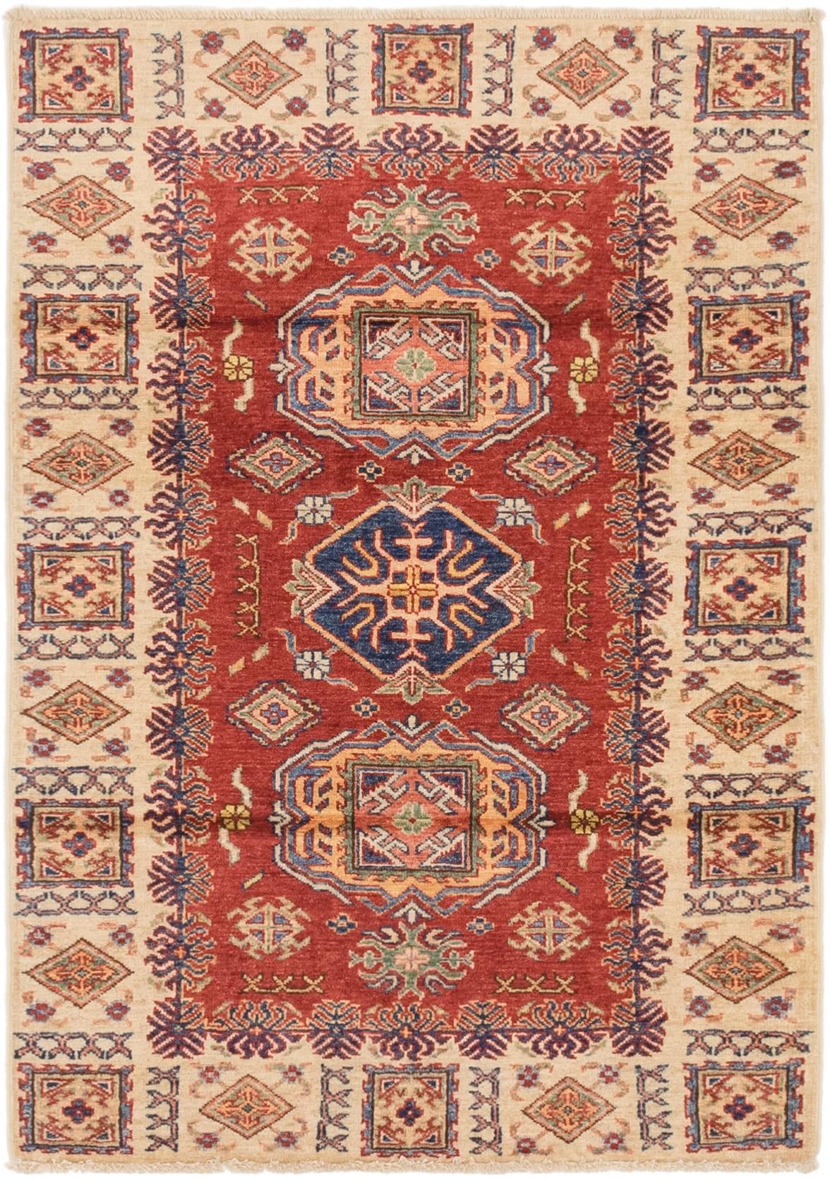 3' 4 x 4' 10 Hand Knotted Kazak Oriental Rug