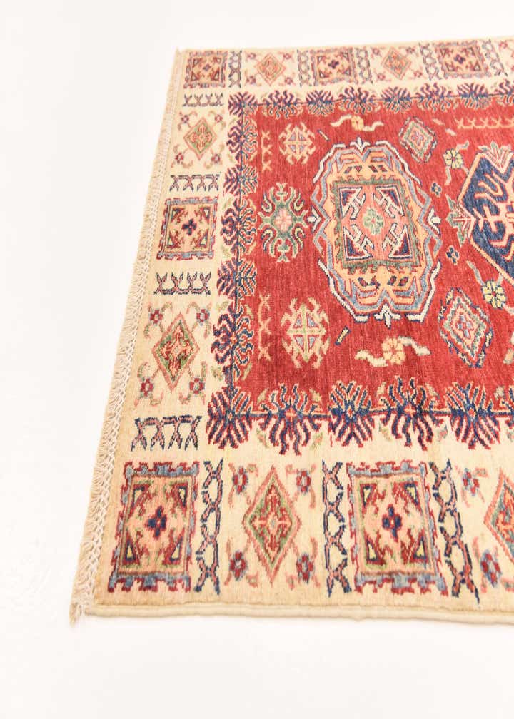 3' 4 x 4' 10 Hand Knotted Kazak Oriental Rug