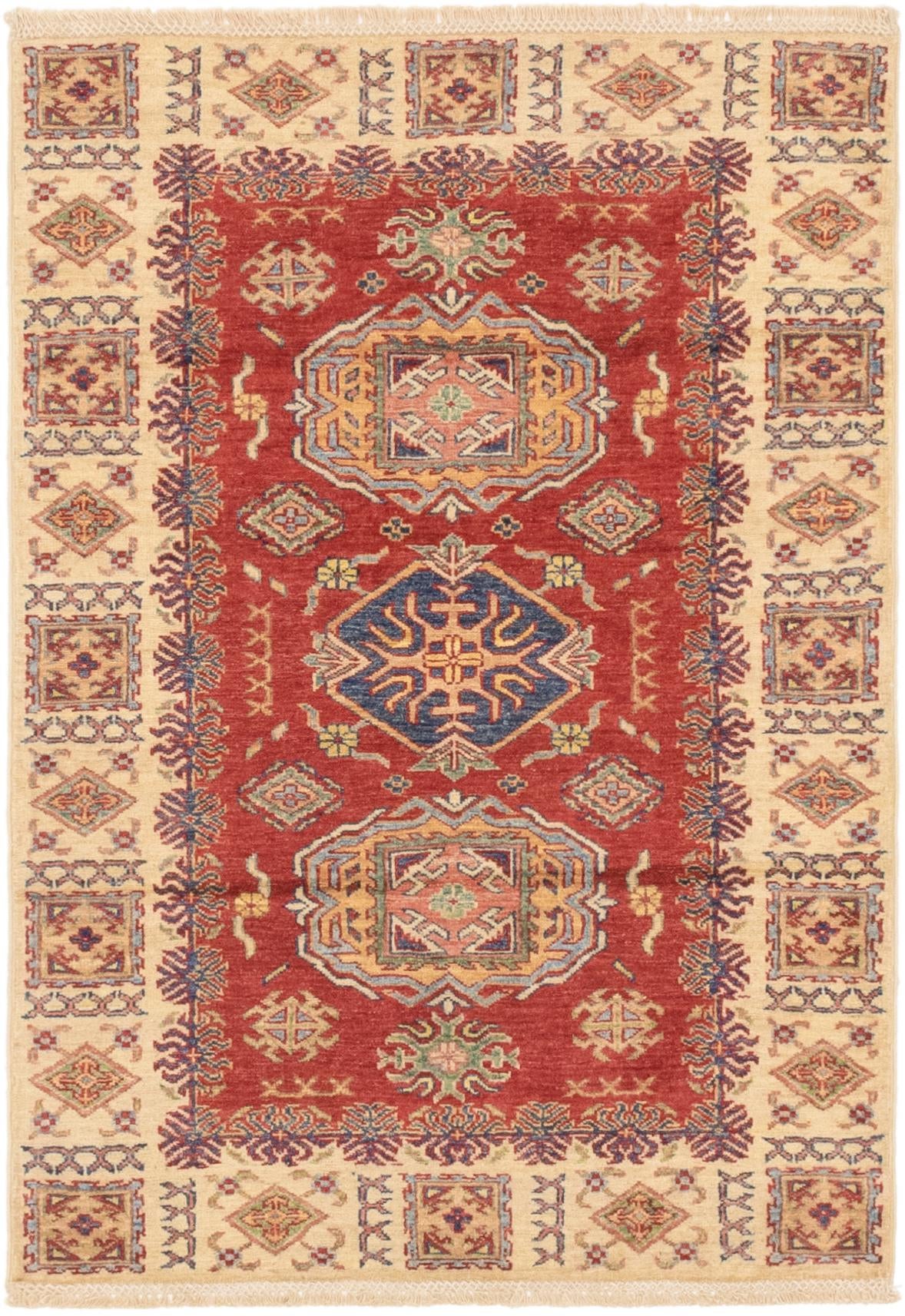 3' 4 x 4' 10 Hand Knotted Kazak Oriental Rug