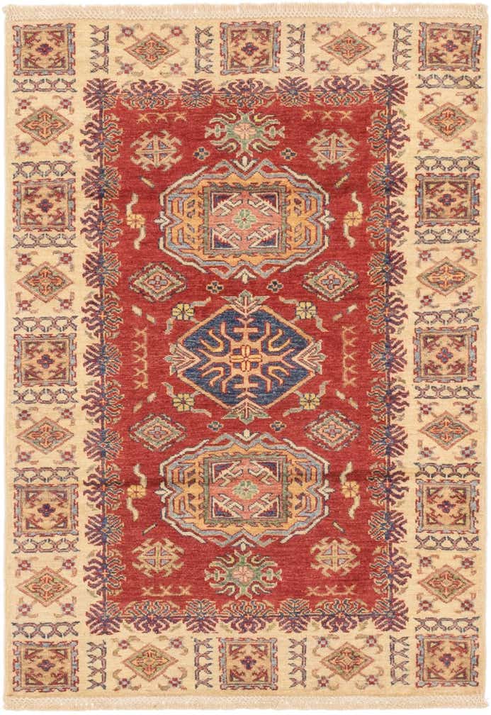 3' 4 x 4' 10 Hand Knotted Kazak Oriental Rug