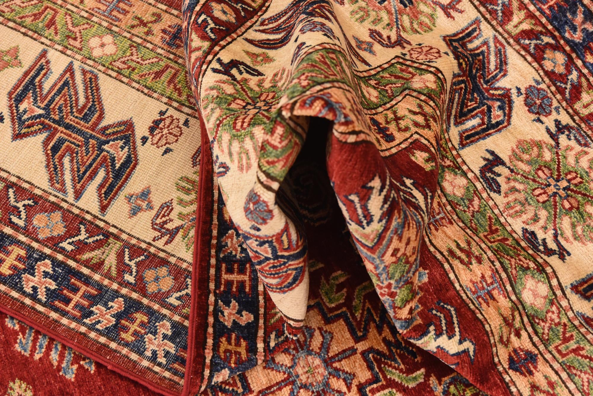 200cm x 290cm anudado a mano Kazak Alfombra Oriental
