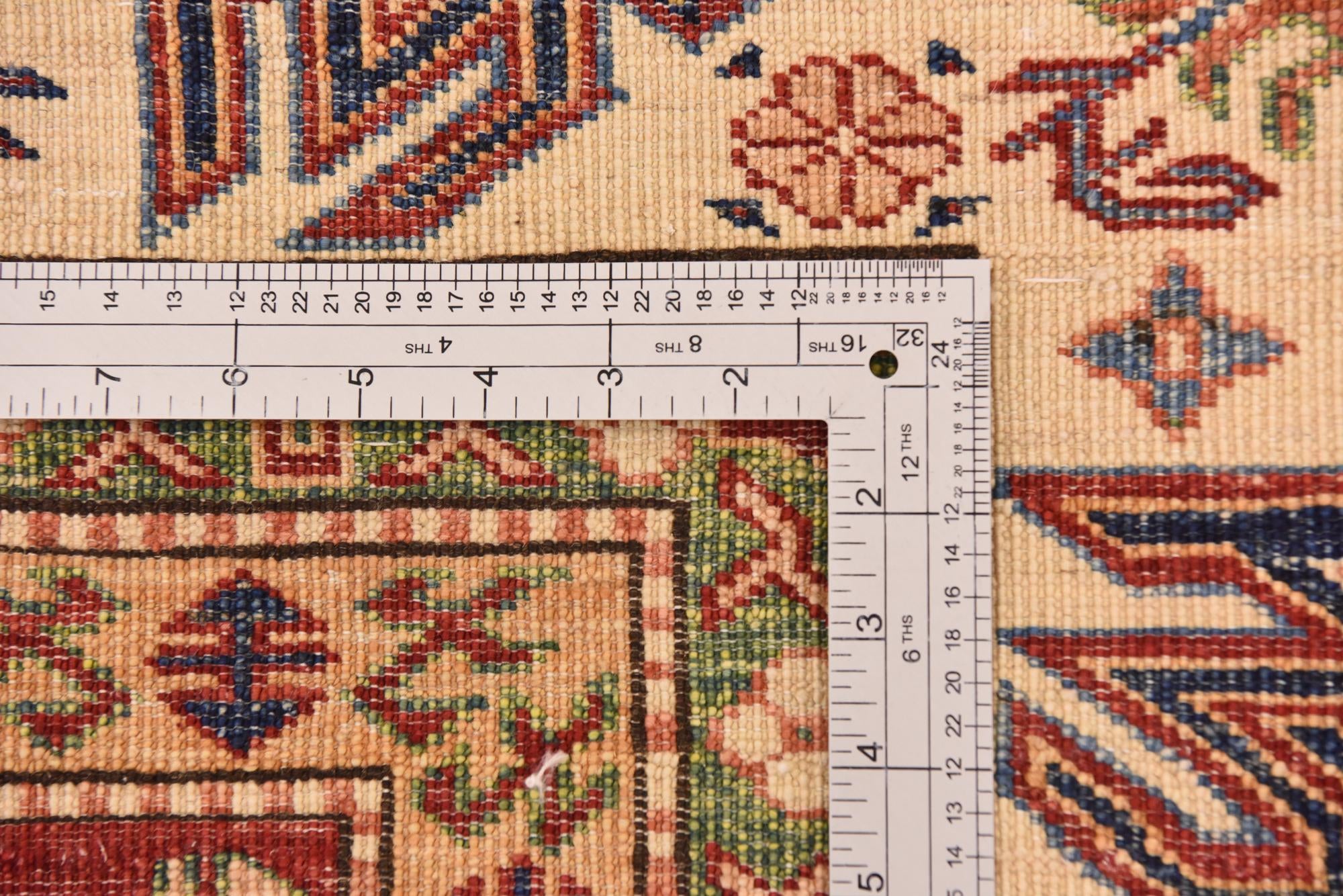 200cm x 290cm anudado a mano Kazak Alfombra Oriental