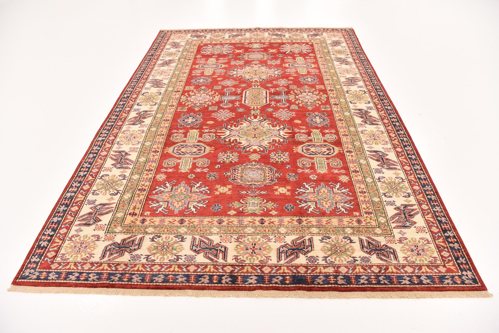 200cm x 290cm anudado a mano Kazak Alfombra Oriental