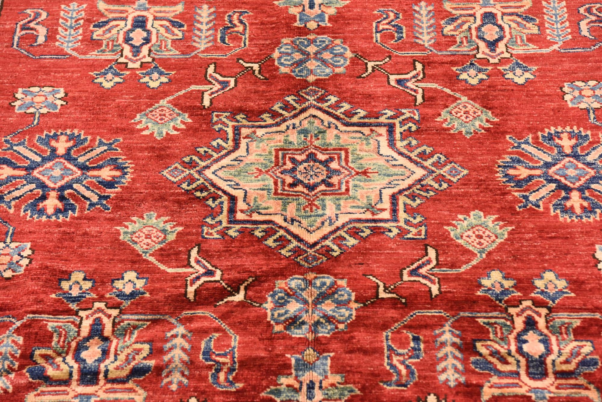 155cm x 205cm anudado a mano Kazak Alfombra Oriental