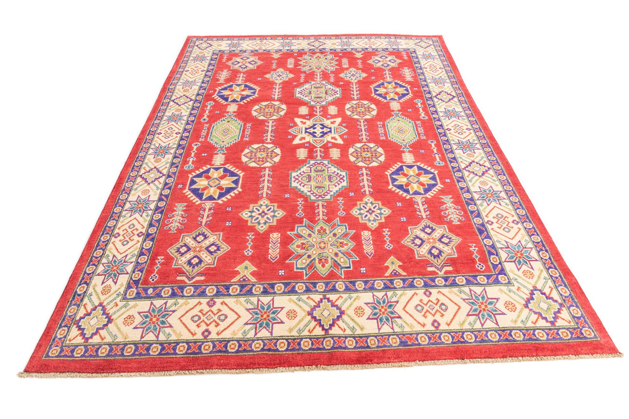 5' 6 x 8' 7 Hand Knotted Kazak Rug
