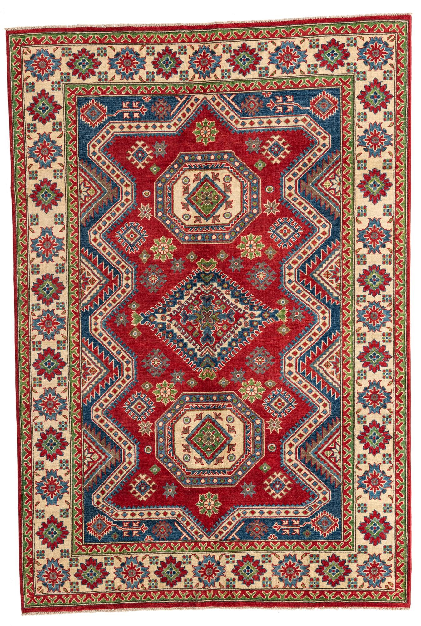6' x 8' 9 Hand Knotted Kazak Rug