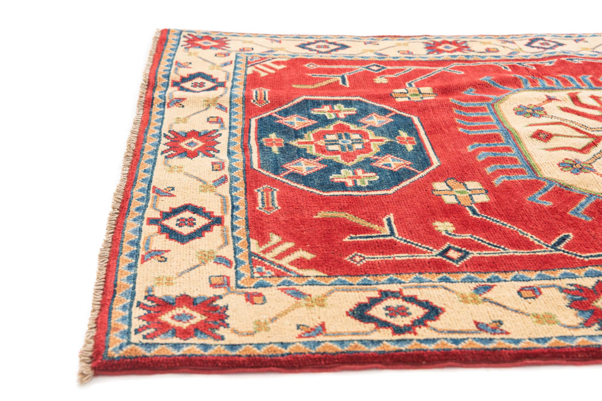3' 4 x 5' Hand Knotted Kazak Rug
