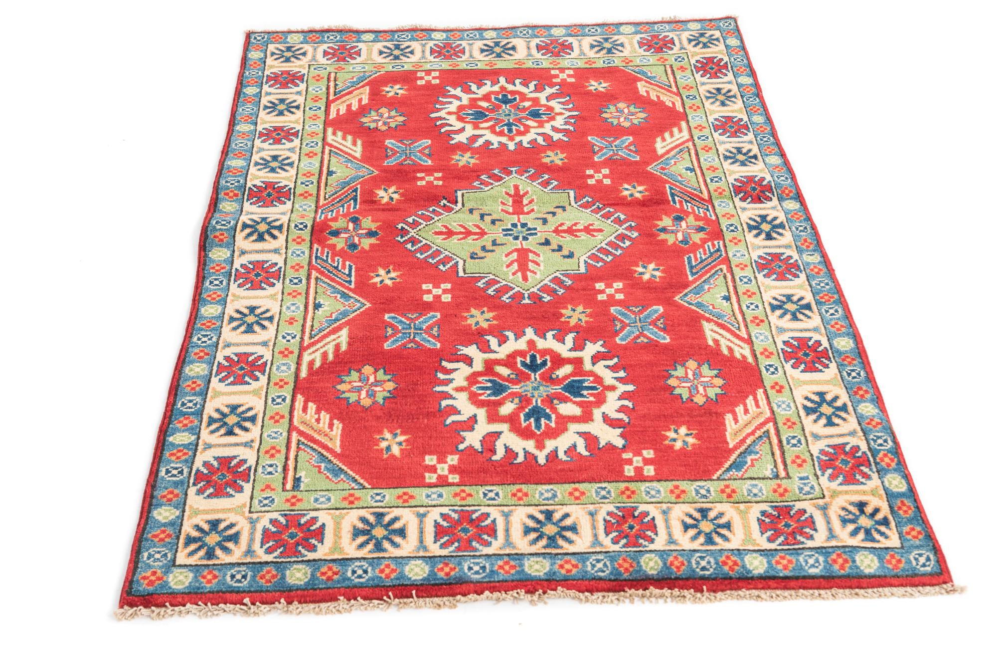3' 4 x 5' Hand Knotted Kazak Rug