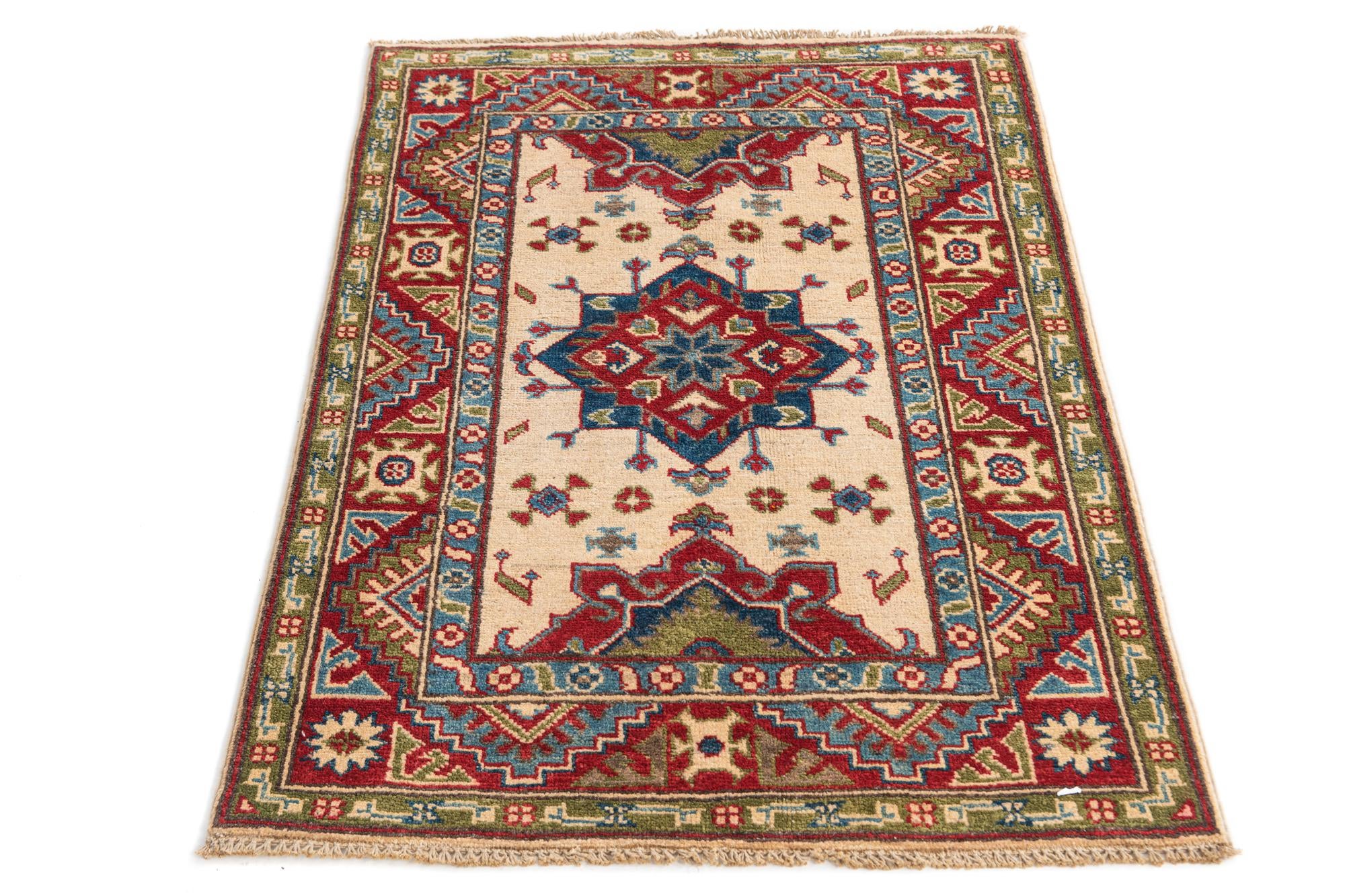 2' 8 x 4' 1 Hand Knotted Kazak Rug