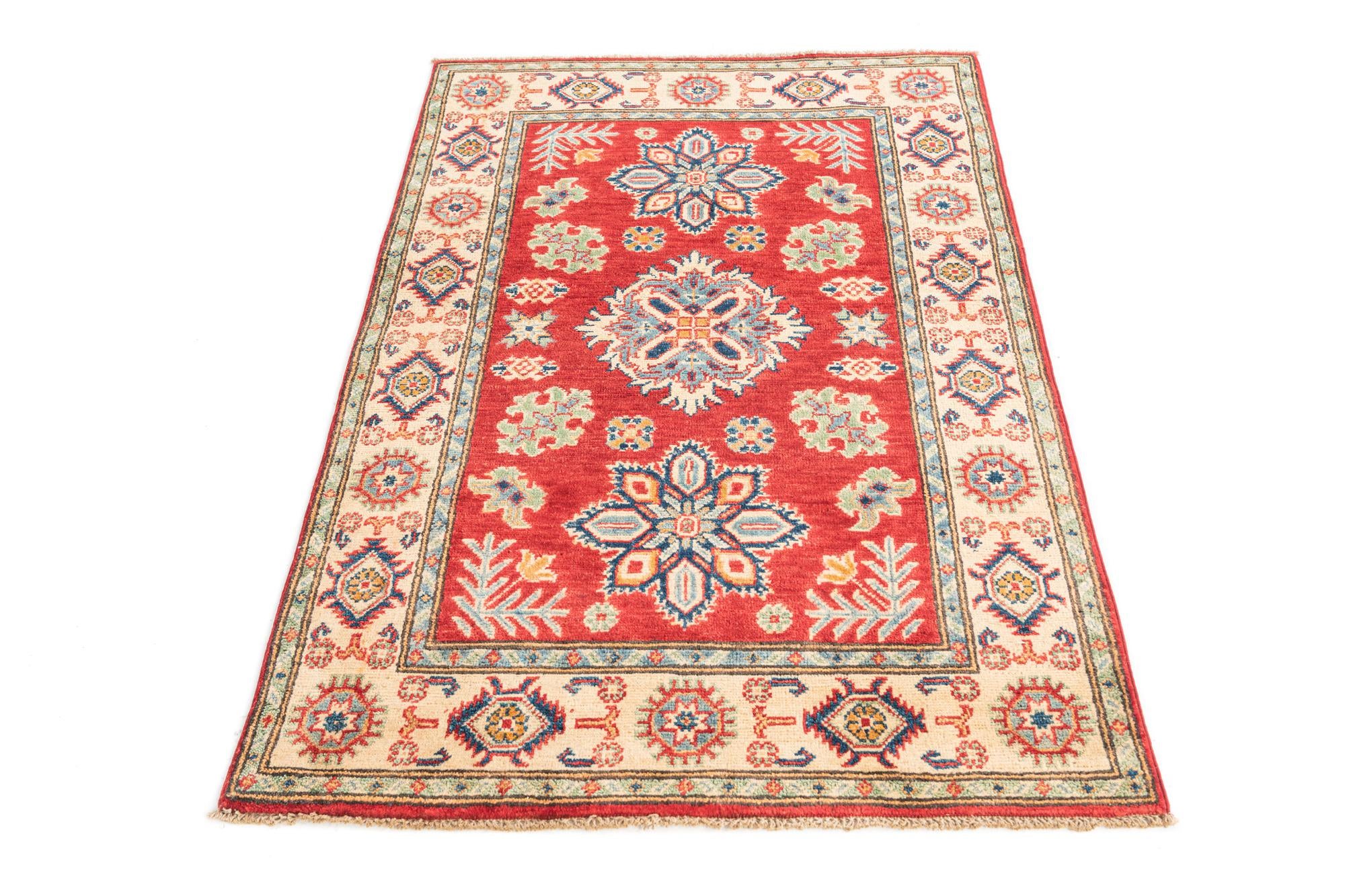 3' 4 x 5' Hand Knotted Kazak Rug