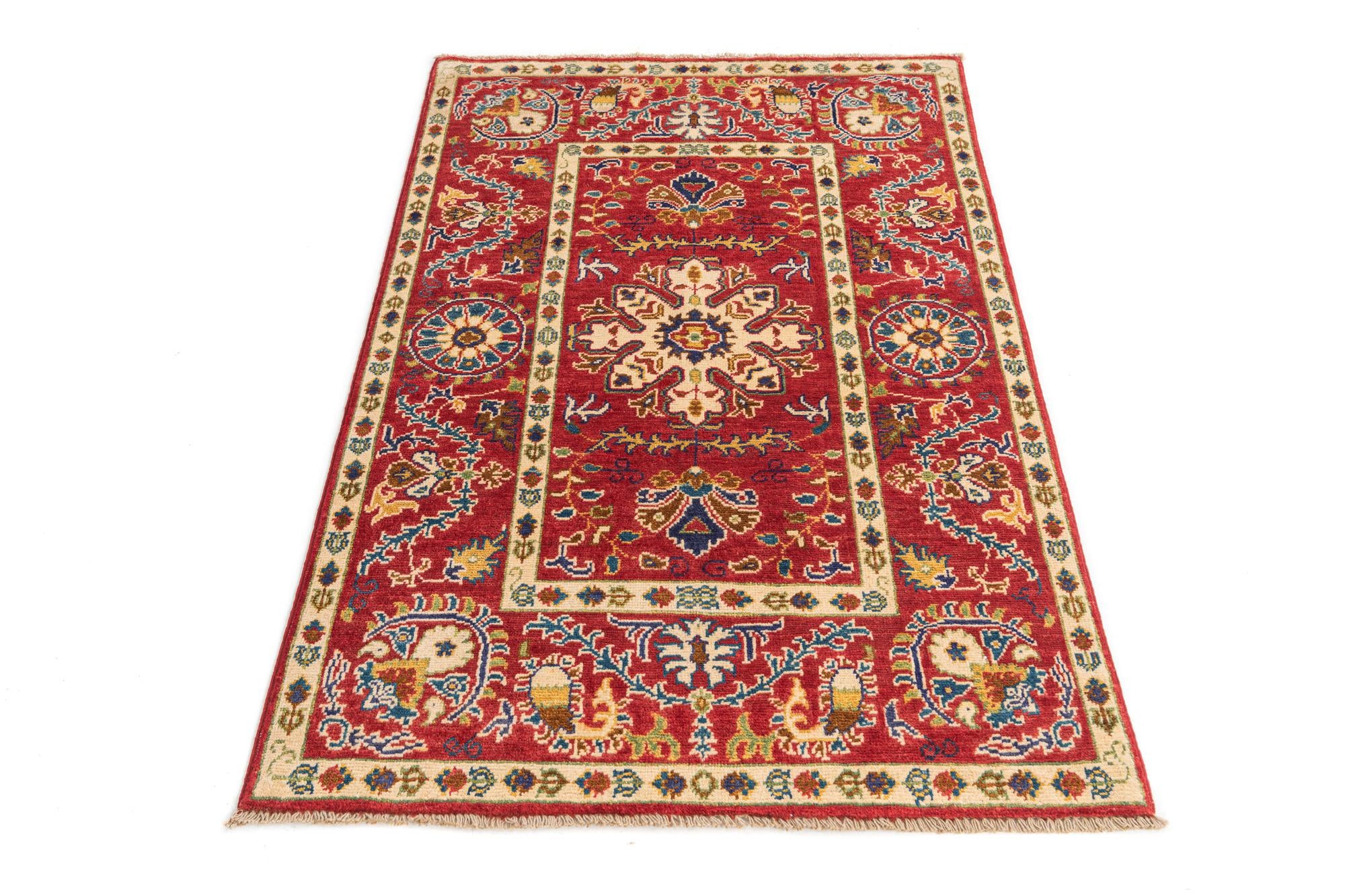 3' 1 x 4' 10 Hand Knotted Kazak Rug
