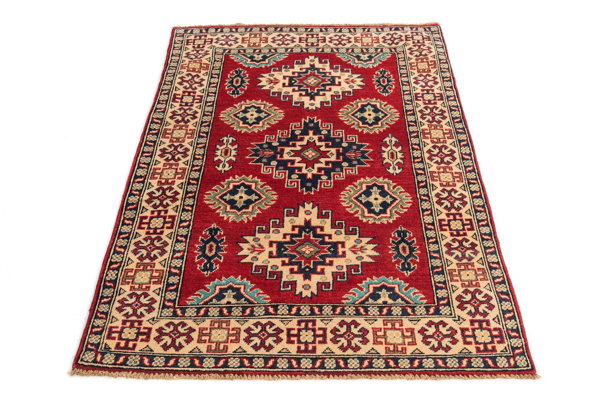 3' 5 x 4' 10 Hand Knotted Kazak Rug