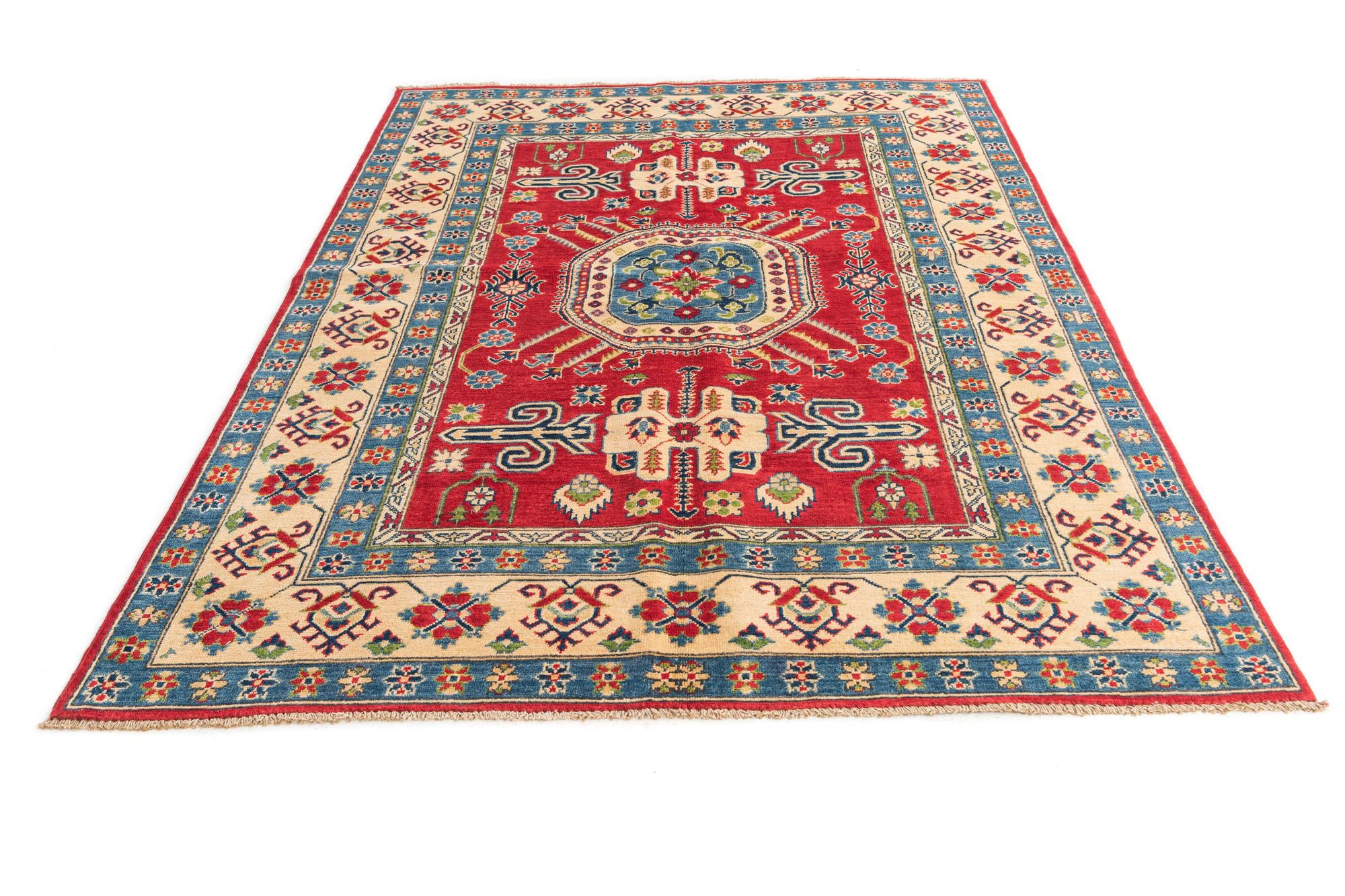 5' 7 x 8' Hand Knotted Kazak Rug