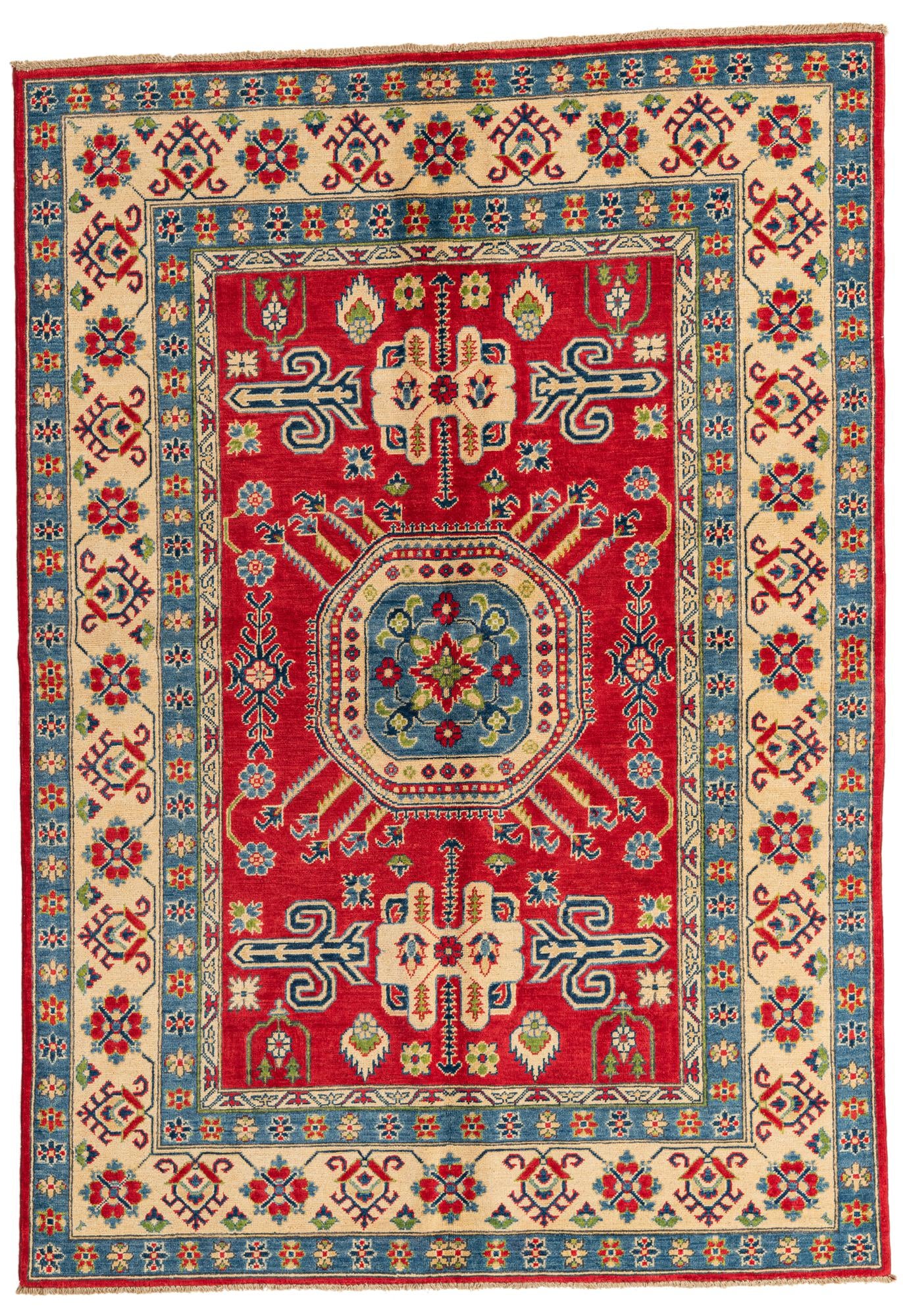 5' 7 x 8' Hand Knotted Kazak Rug