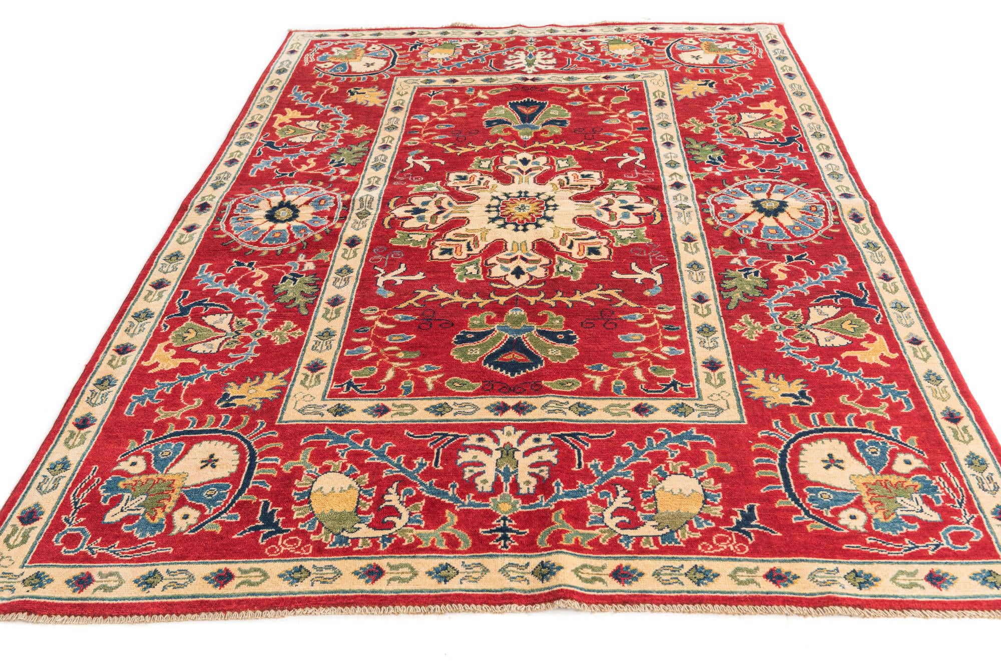 5' 7 x 8' 2 Hand Knotted Kazak Rug