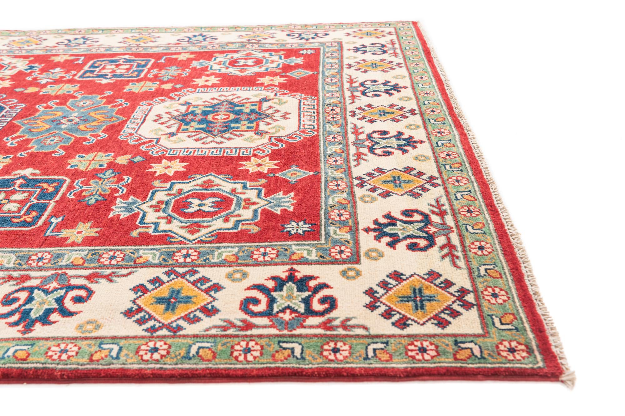 5' 9 x 8' Hand Knotted Kazak Rug