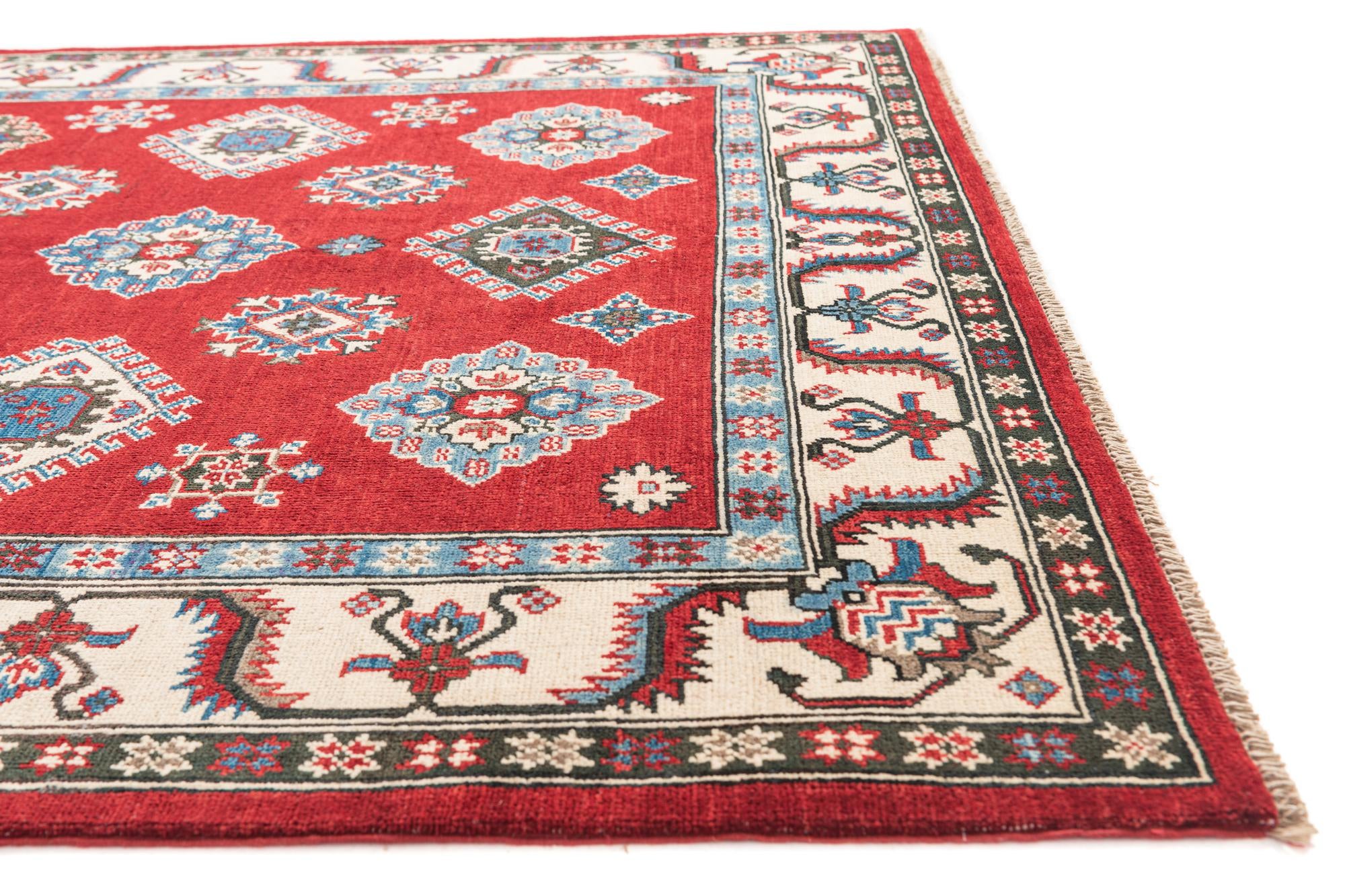 5' 8 x 8' Hand Knotted Kazak Rug