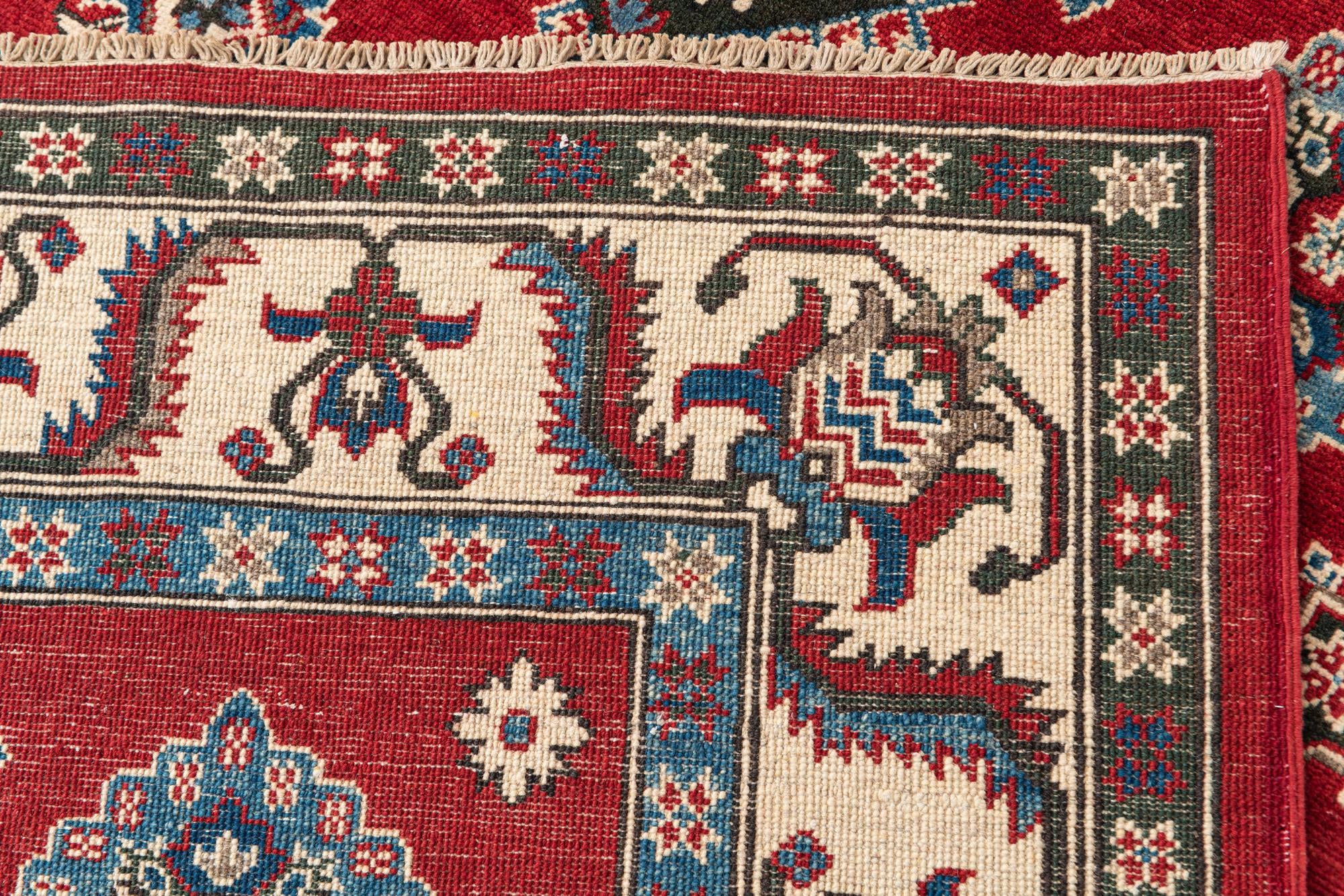 5' 8 x 8' Hand Knotted Kazak Rug