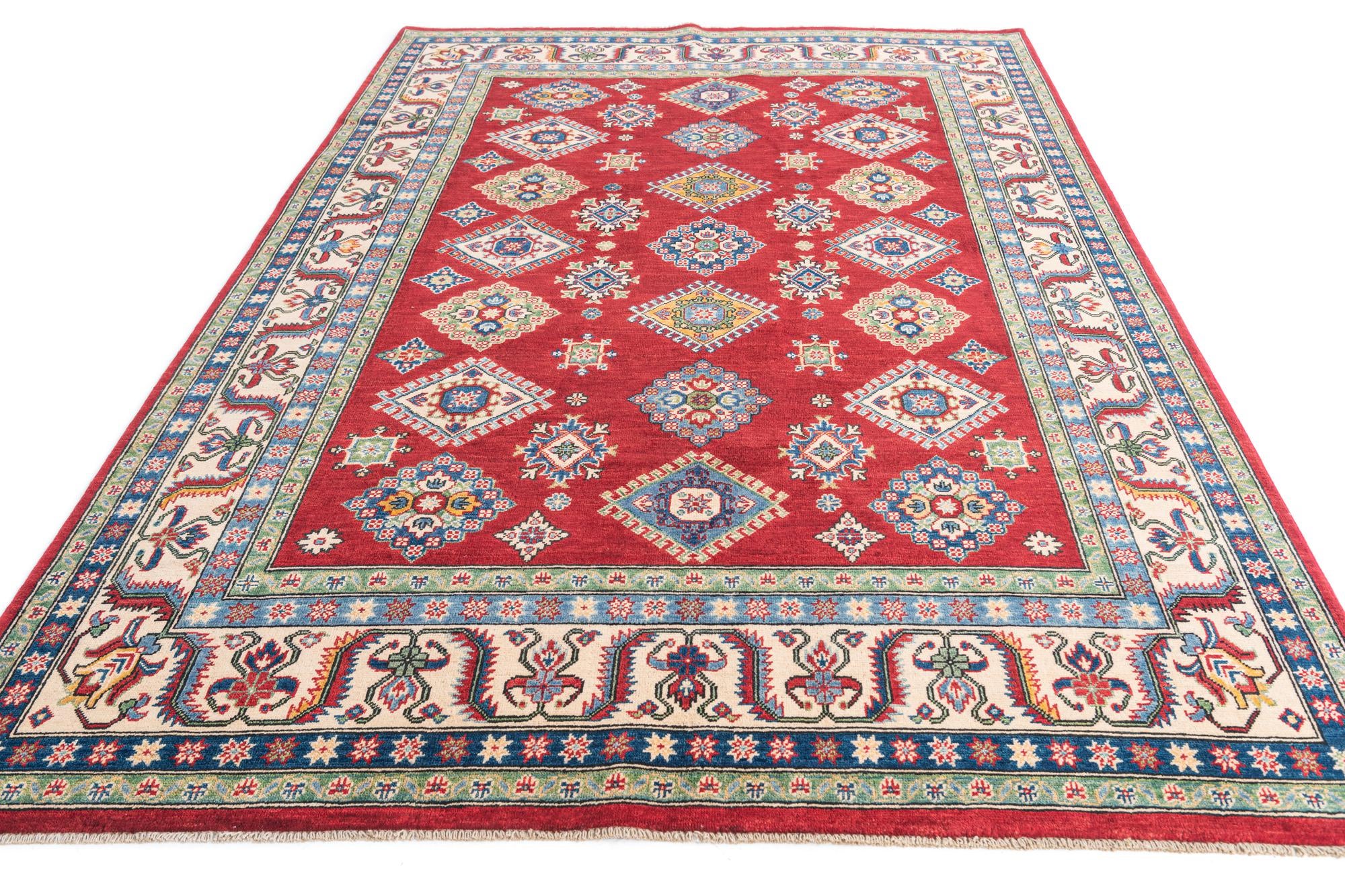 6' 7 x 9' 9 Hand Knotted Kazak Rug