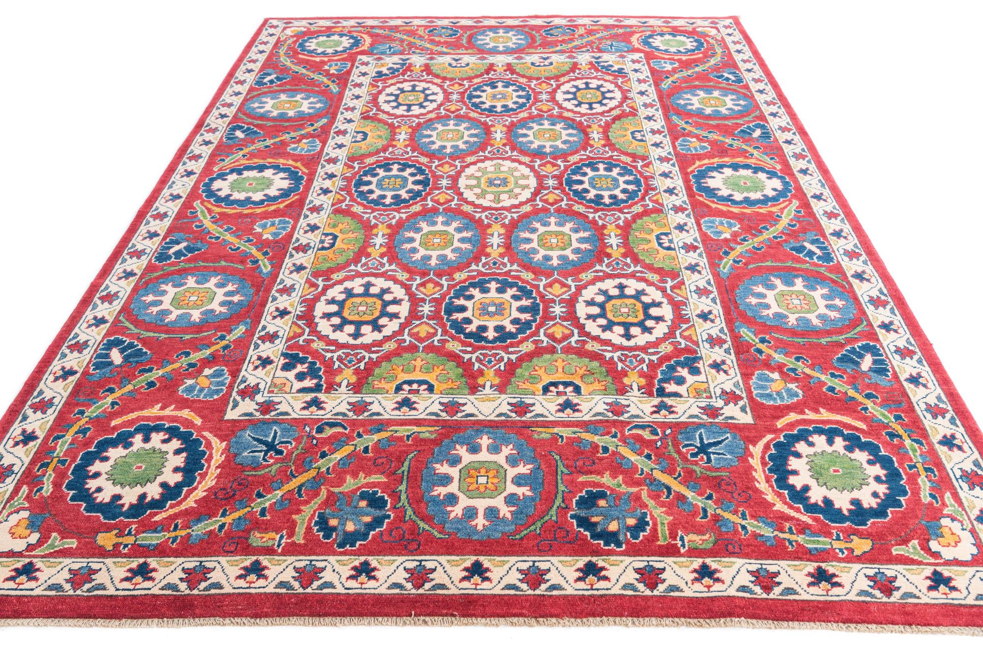 6' 8 x 9' 8 Hand Knotted Kazak Rug