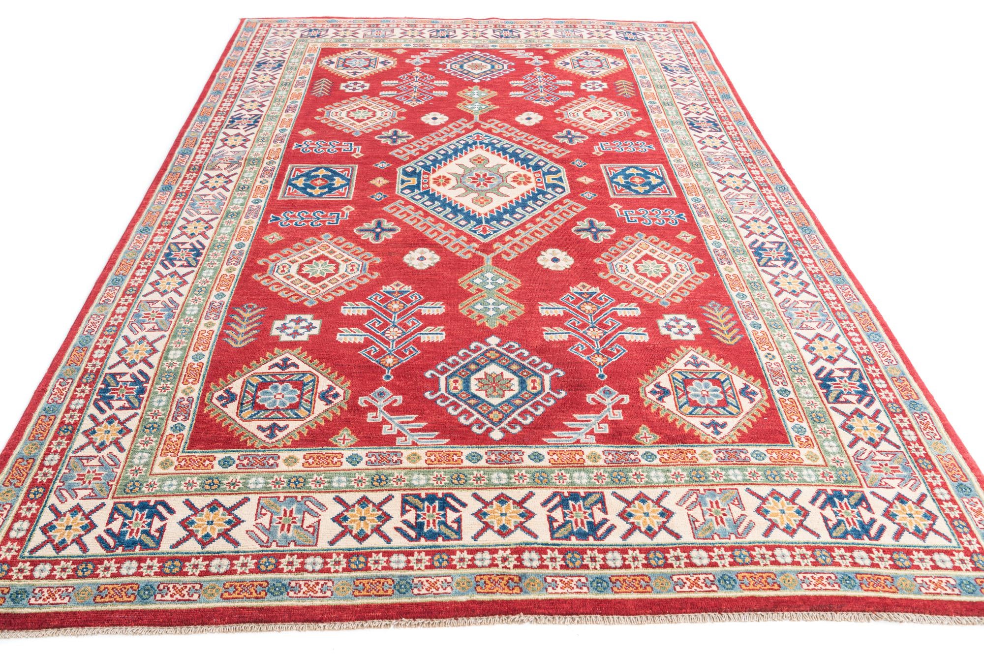 6' 5 x 9' 7 Hand Knotted Kazak Rug