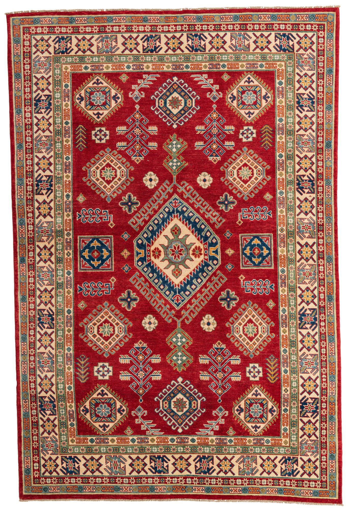 6' 5 x 9' 7 Hand Knotted Kazak Rug