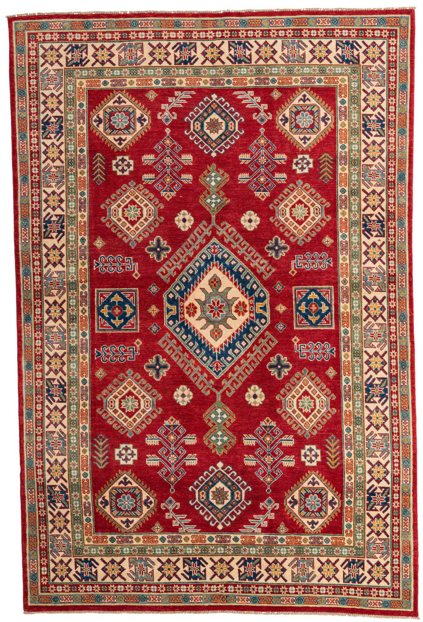 6' 5 x 9' 7 Hand Knotted Kazak Rug