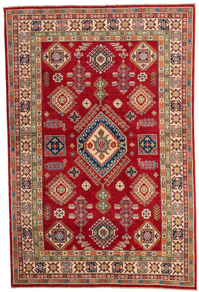 6' 5 x 9' 7 Hand Knotted Kazak Rug