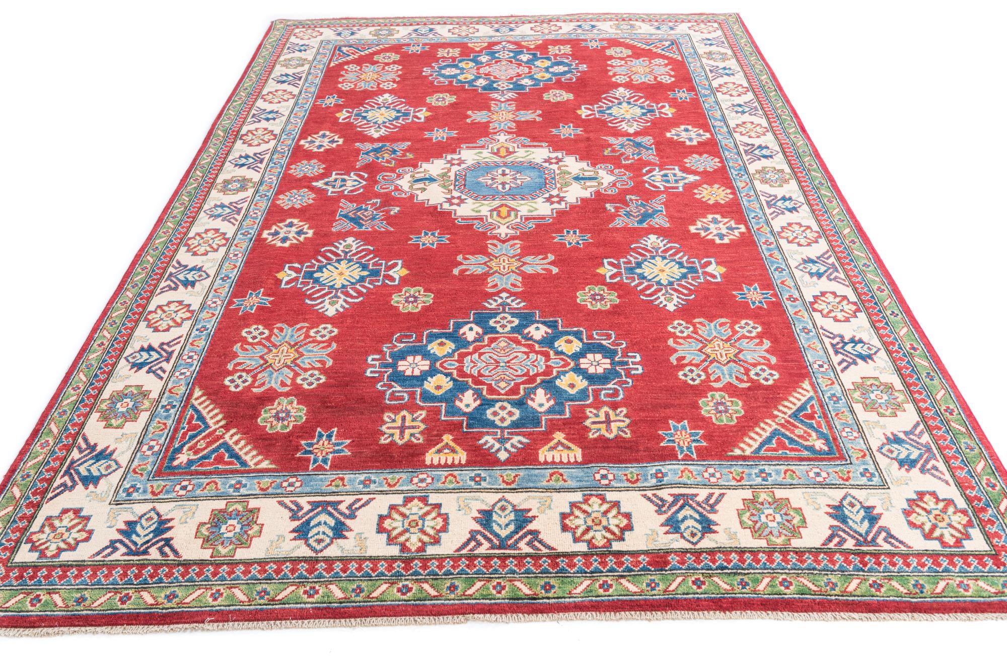 6' 4 x 9' 7 Hand Knotted Kazak Rug