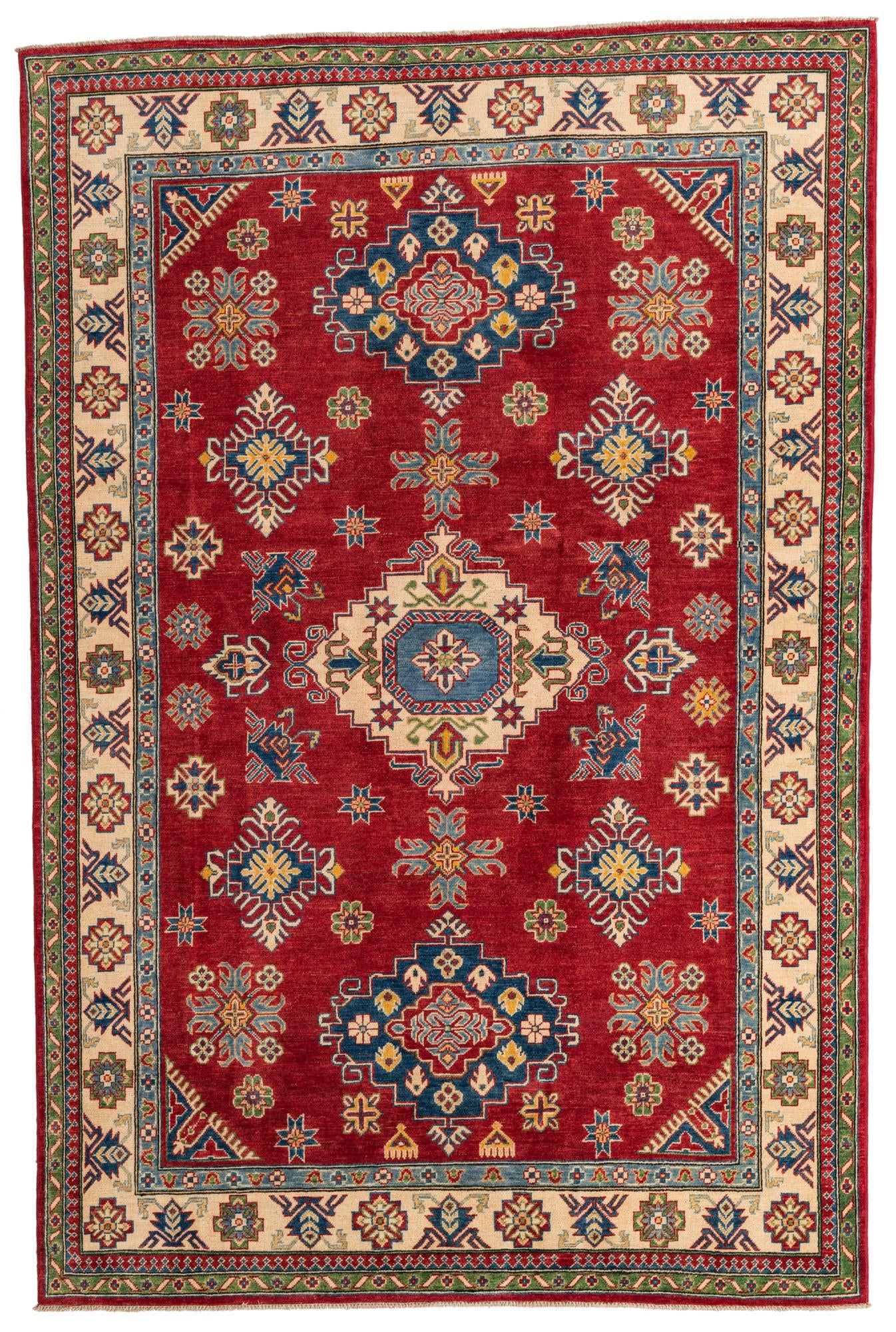 6' 4 x 9' 7 Hand Knotted Kazak Rug