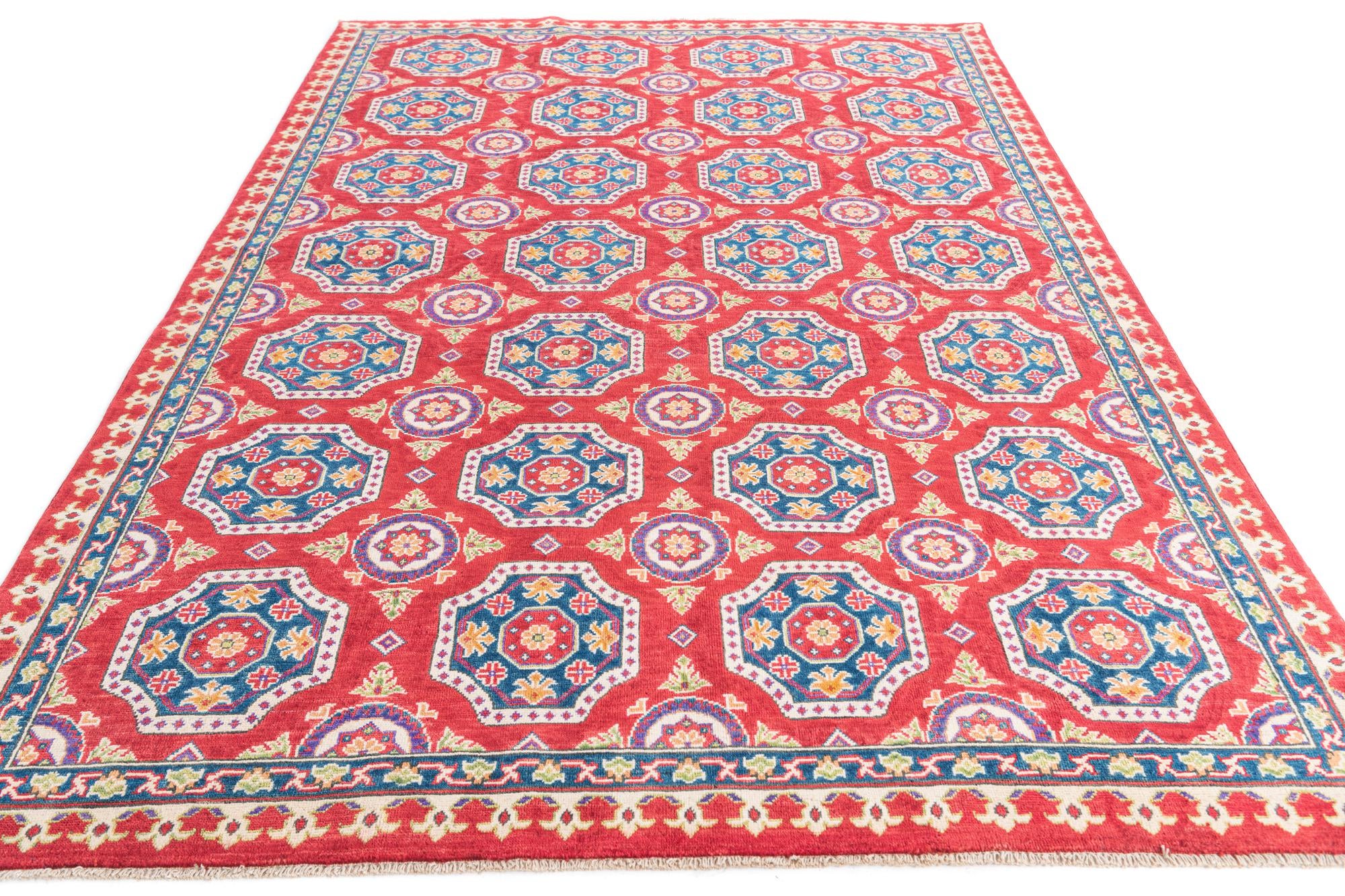 6' 5 x 9' 7 Hand Knotted Kazak Rug