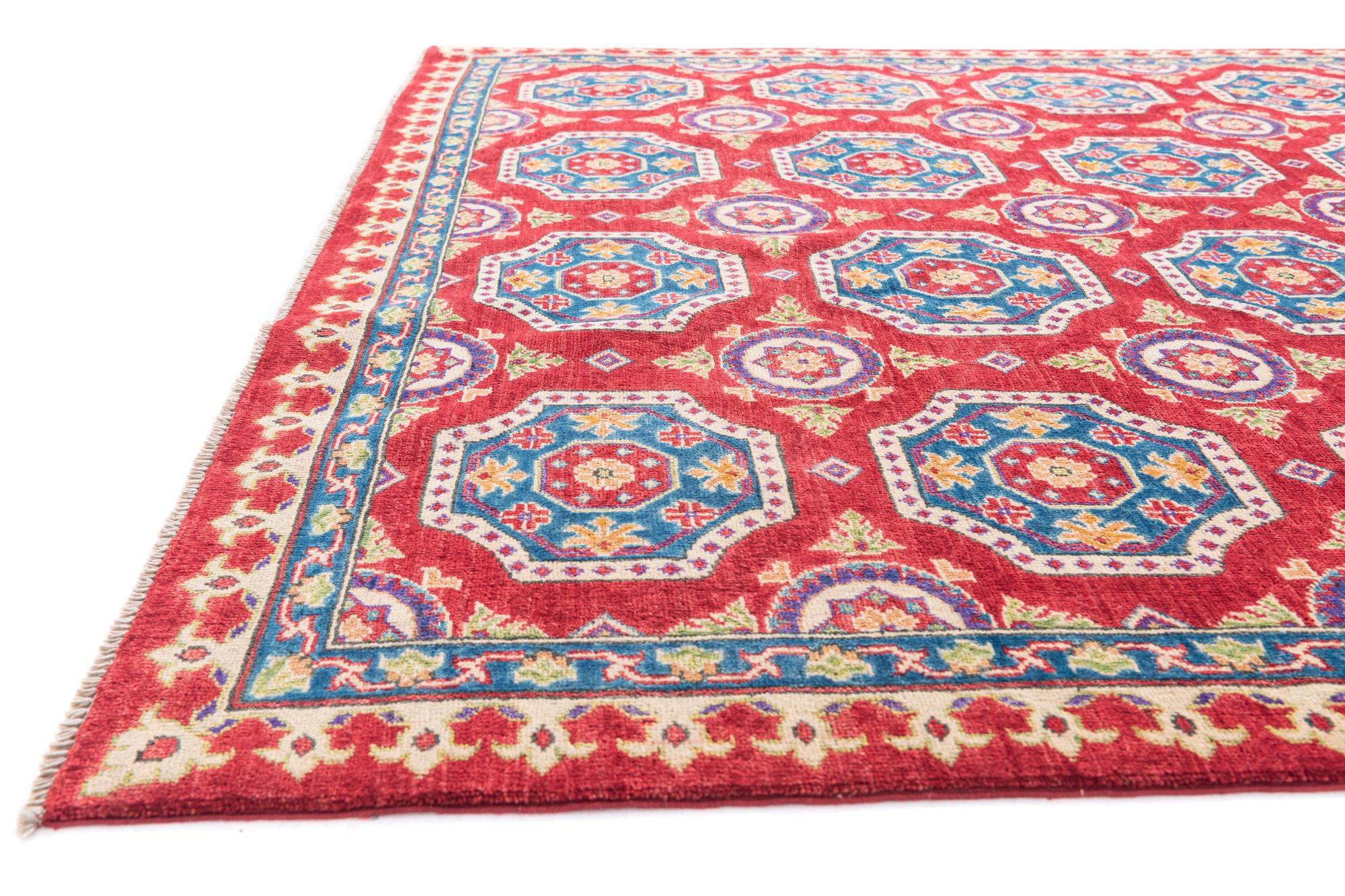 6' 5 x 9' 7 Hand Knotted Kazak Rug
