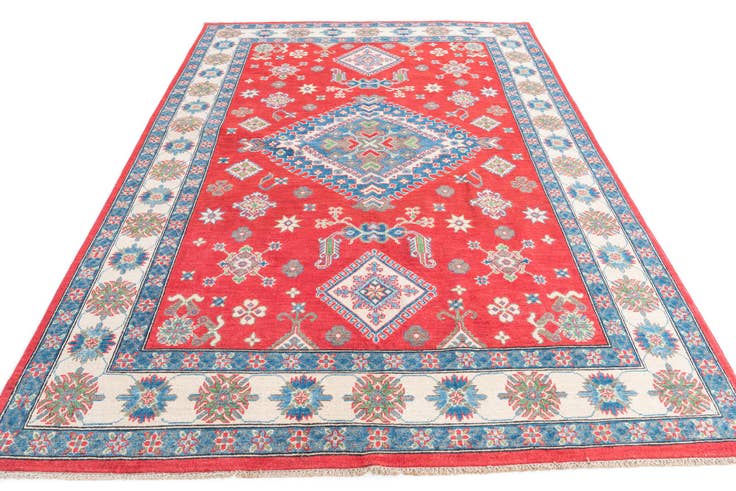 Detail image of 6' 2 x 9' 2 Hand Knotted Kazak Rug