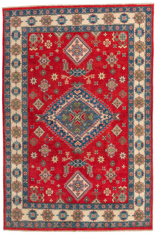 Detail image of 6' 2 x 9' 2 Hand Knotted Kazak Rug