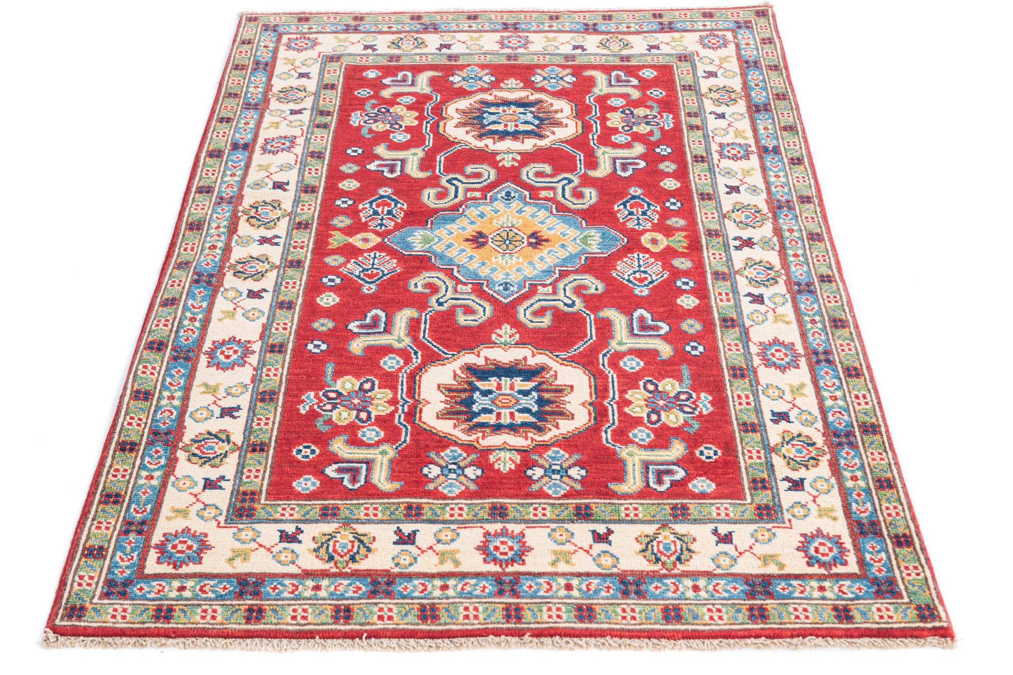 3' 5 x 4' 10 Hand Knotted Kazak Rug
