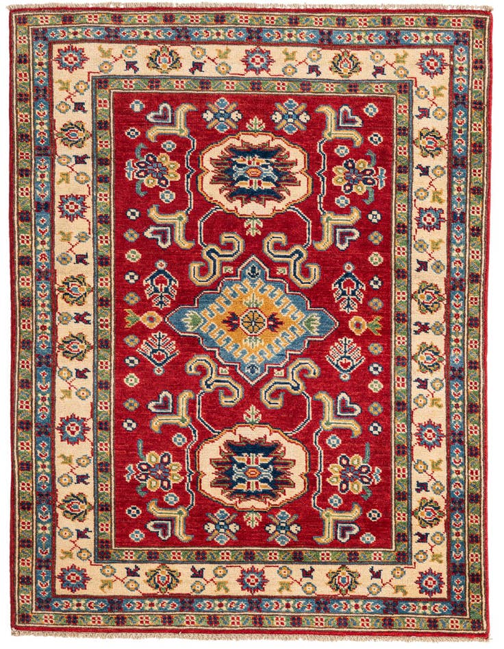 Detail image of 3' 5 x 4' 10 Hand Knotted Kazak Rug